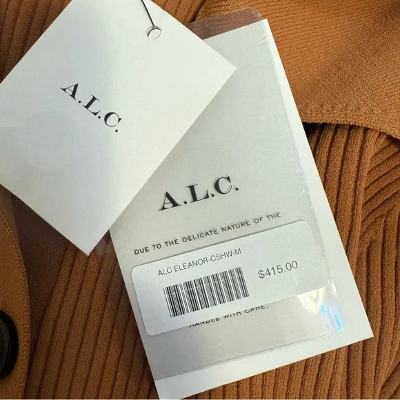 A.L.C. Eleanor Ribbed Knit Button Front Dress Rust Brown Size M - Picture 10 of 13